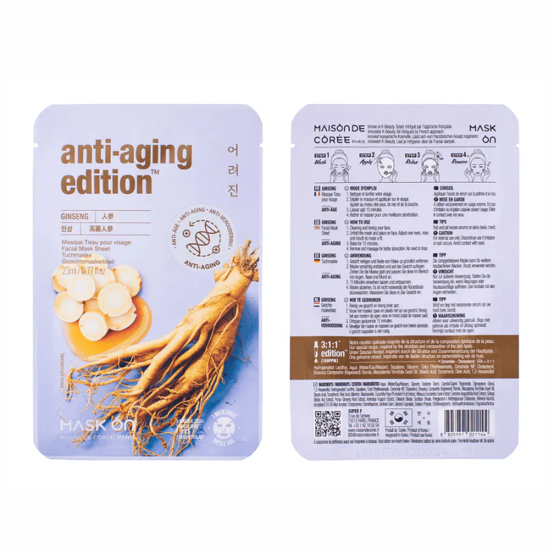 Masque facial en feuille au Ginseng, masque anti-âge - Image 2