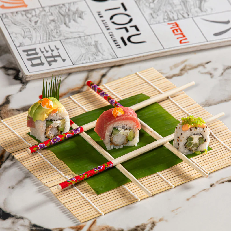 Tapis à sushi en bambou 24x24cm - Image 2